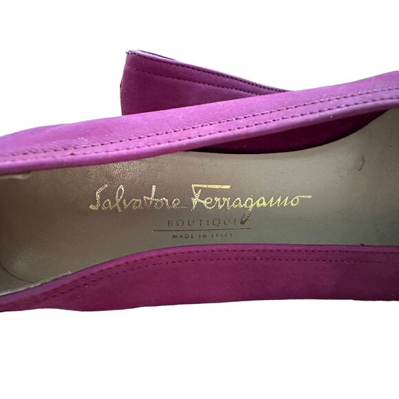Salvatore Ferragamo Suede Ballet Flats Purple Magenta Size 8 - Picture 8 of 10